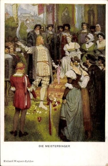Kunstenaar Ak Leeke, Ferd., Die Meistersinger, Richard Wagner-cyclus