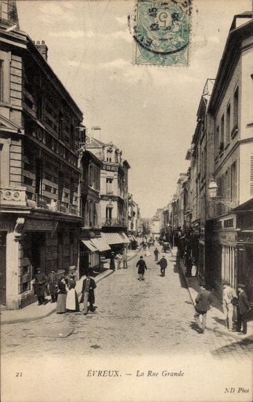 Postcard Evreux Eure, La Rue Grande