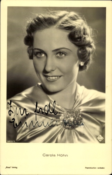 Ak Schauspielerin Carola Höhn, Portrait, Autogramm
