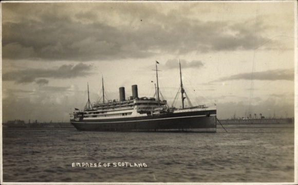 Photo Postcard passenger ship RMS Empress of Scotland, formerly Kaiserin Auguste Victoria