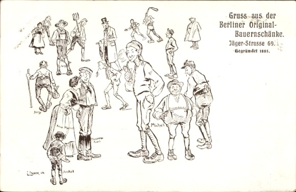 Artist Postcard Berliner Original -Bauernschänke, Jägerstr. 69, Postrat Albert Hübler, Lilliputians