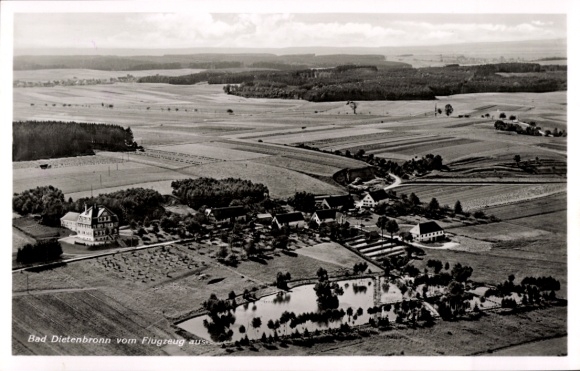 Postcard Dietenbronn Schwendi in Upper Swabia, aerial photograph