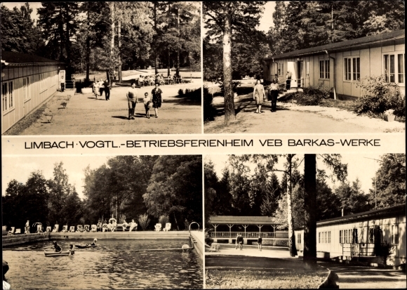 Postcard Limbach in the Vogtland, company holiday home VEB Barkas works, vehicle accessories works Ronneburg