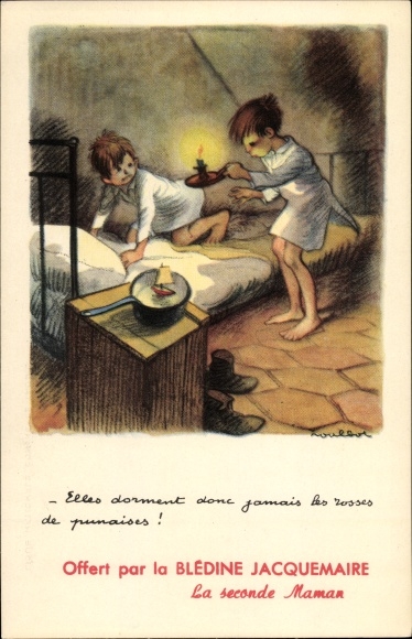 Artist PC Poulbot, Ligue Nationale contre le Taudis, Children at bedtime