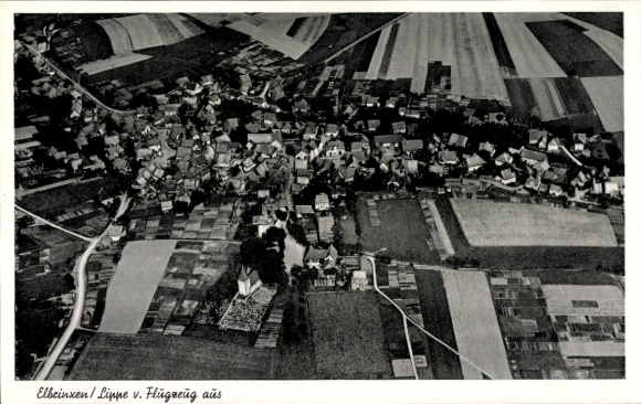 Postcard Elbrinxen Lügde in the Weserbergland, aerial photograph