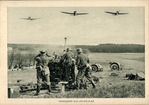 KP niemiecki Wehrmacht, samolot myśliwski, niski atak na lekkie działa przeciwlotnicze