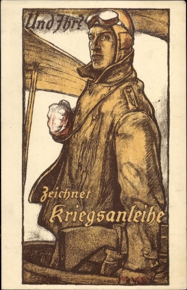 Artist Postcard Erler, And You?, Draws War Bond, Fighter Pilot