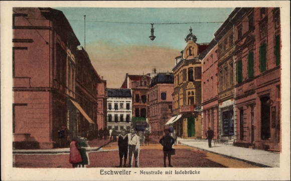 Postcard Eschweiler North Rhine Westphalia, Neustraße, Indebrücke