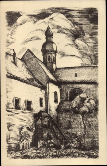 Artist Postcard Brosig F., Eltville am Rhein, Eberbach Monastery, Hof