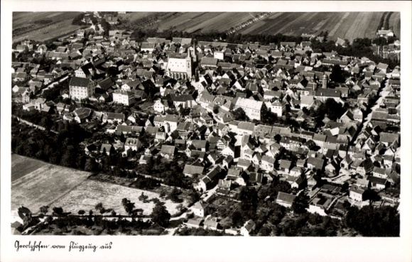 Postcard Gerolzhofen in Lower Franconia, aerial view of many houses, rural surroundings