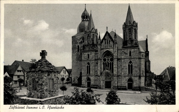 Ak Damme am Dümmer in Oldenburg, Luftkurort  Patrizier Kirche,  Architektur, schöne Landschaft, 