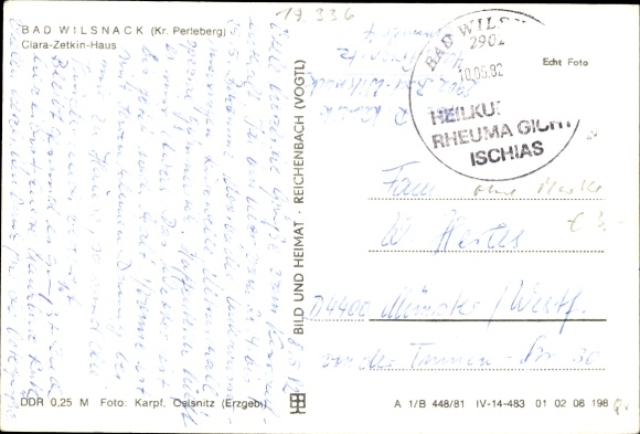 Postcard Bad Wilsnack in der Prignitz, Clara Zetkin House