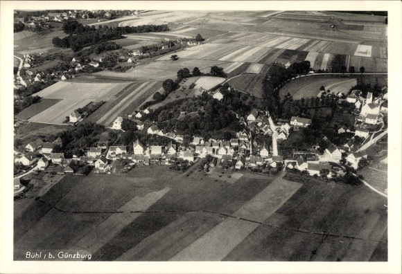 Ak Bühl (bei Günzburg) Bibertal in Schwaben, Fliegeraufnahme