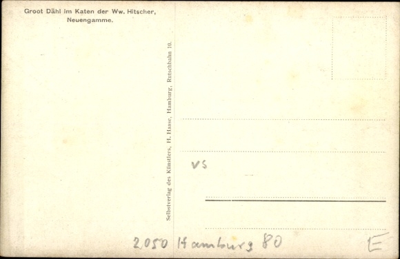 Artist Postcard Hamburg Bergedorf Neuengamme, Groot Dähl in the cottage of the Wwe. Hitscher