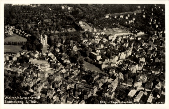 Postcard Sonneberg in Thuringia, aerial photograph