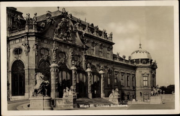 Postcard Vienna 3 Landstrasse, Belvedere Palace