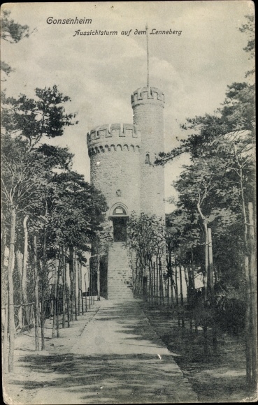Ak Budenheim am Rhein, Lenneberg uitkijktoren, Lenneberg toren