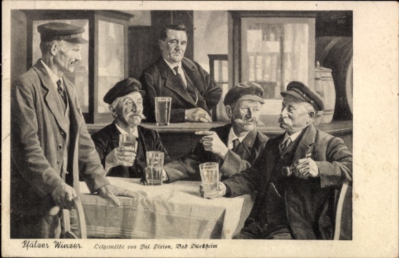 Artist Postcard Dirion, Palatinate winemaker, wine
