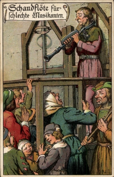 Artist Postcard Jodolfi, shameful flute for bad musicians