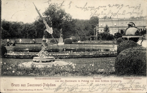 Ak Potsdam Sanssouci, Orangerie-Schlosss, Horizontalwinkelmesser, Sextant, Himmelsglobus