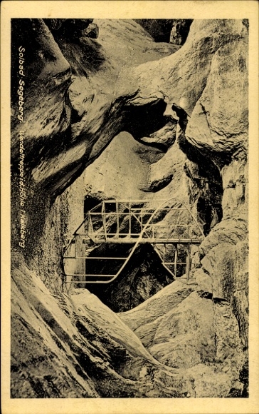 Postcard Bad Segeberg in Holstein, spiral staircase, cave, limestone mountain, rocks