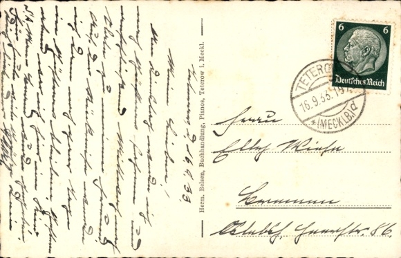 Ak Teterow Mecklenburg Zwitserland, Hechtbrunnen, inscriptie door P. Warnke, Wilh. Muursnijder