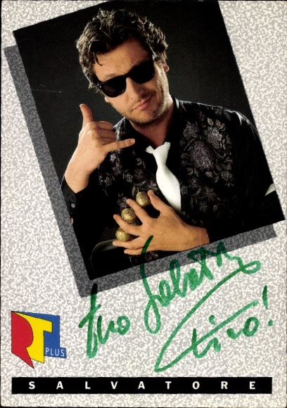 Postcard actor Salvatore, portrait, autograph, magician, RTL plus