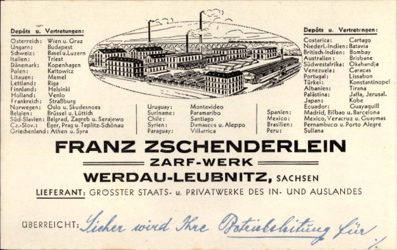 PC Leubnitz Werdau in Saxony, Franz Zschenderlein Zarf Work, advertising