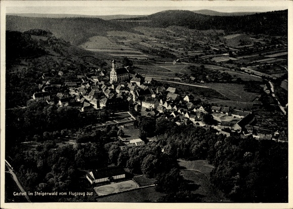 Postcard Castell Unterfranken, aerial photograph
