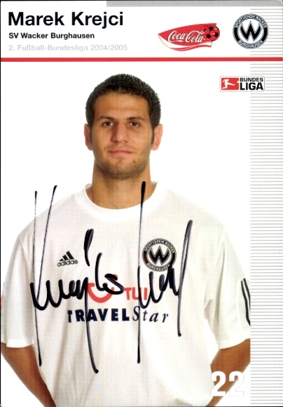 Autogrammkarte Fußballer Marek Krejci, SV Wacker Burghausen, Autogramm