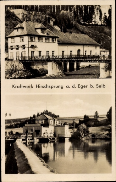 Postcard Hohenberg an der Eger Upper Franconia, Hirschsprung power plant an der Eger