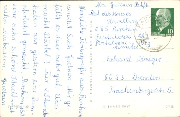 Postcard Parchim in Mecklenburg, Kurt Bürger Cultural Center, Am Wacker-See, Peace Street, Bathing...