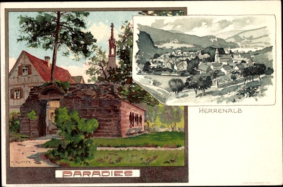 Künstler Litho Mutter, K., Bad Herrenalb im Schwarzwald, Paradies, Kirche