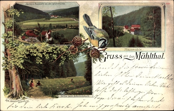 Postcard Eisenberg in Thuringia, Mühltal, Walkmühle, Pfarrmühle, Beautyborn