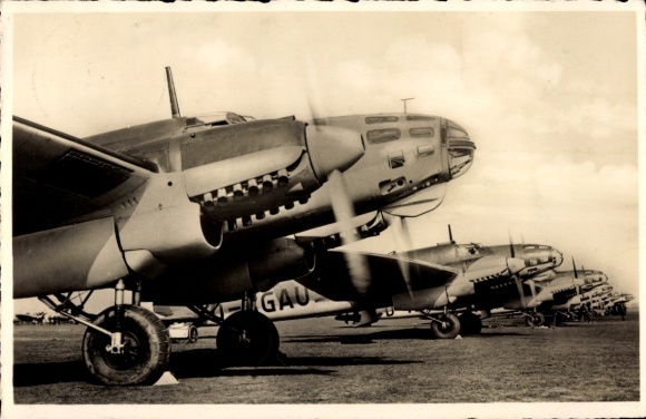 Postcard German Air Force, Heinkel fighter aircraft He 111