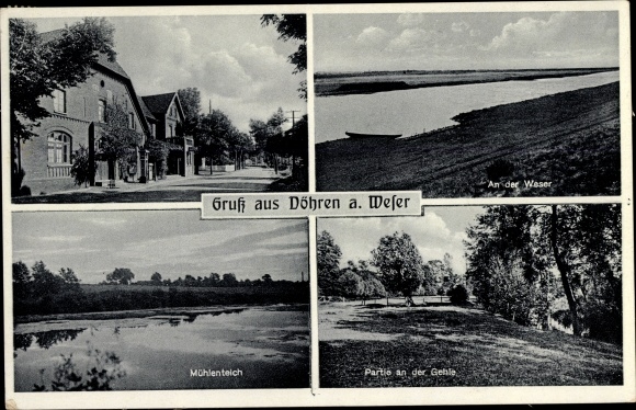 Postcard Döhren Petershagen on the Weser North Rhine-Westphalia, mill pond, river section