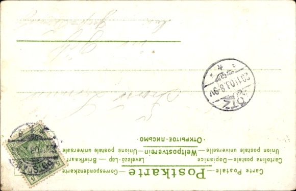 Postcard Altnaundorf Radebeul Saxony, bouquet with violets and snowdrops decorated with a...