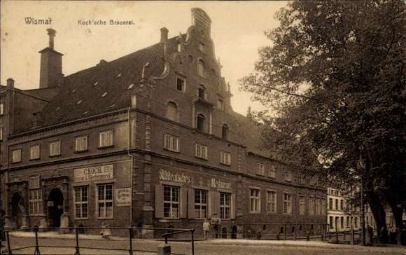 Postcard Wismar in Mecklenburg, Restaurant Brauerei C. Koch, Koch'sche Brewery
