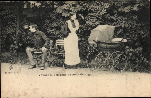 Postcard Liebespaar im Park, let&#39;s see if nobody ties derango