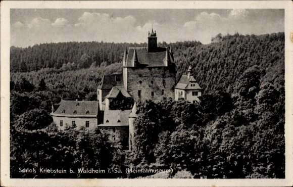 Postcard Waldheim in Saxony, Kriebstein Castle, historical architecture, surrounded by forests