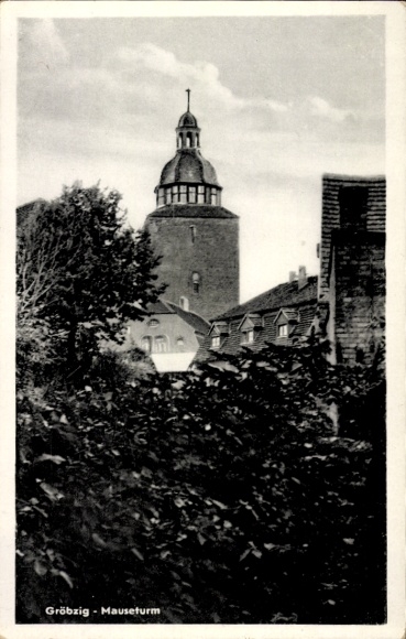 Ak Gröbzig in Anhalt, Mauseturm in   Architektur, Natur im Vordergrund