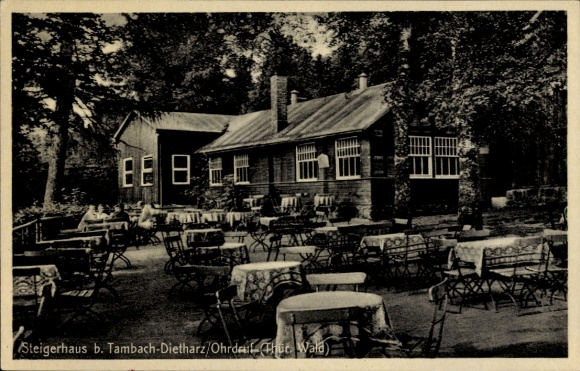 Postcard Ohrdruf Tambach Dietharz, terrace of the Steigerhaus