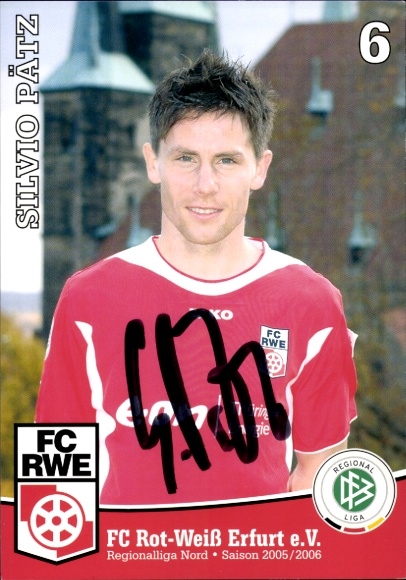 Autograph card footballer Silvio Pätz, FC Rot-Weiß Erfurt, autograph