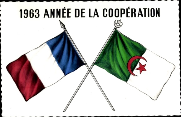 PC France and Algeria, year 1963, cooperation, flags