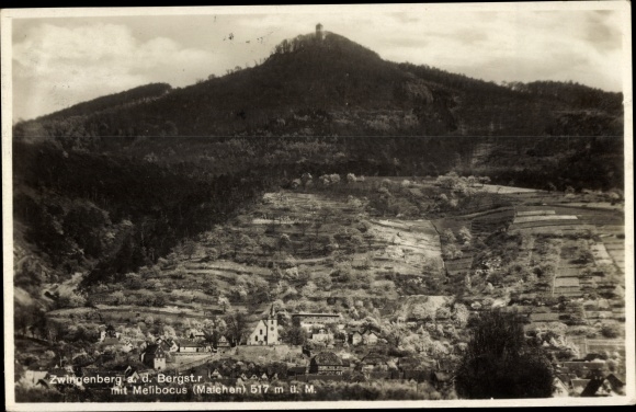 PC Zwingenberg on the Bergstrasse in Hesse, Melibocus, panorama