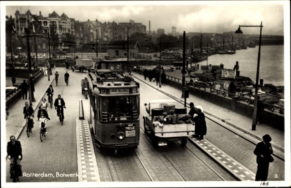 Photo Postcard Rotterdam South Holland The Netherlands, Bolwerk, Tram