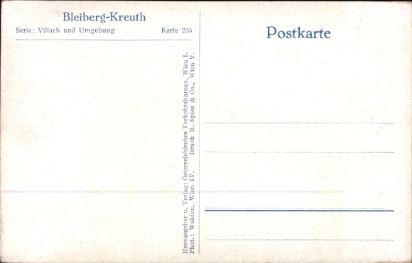 Postcard Bleiberg Kreuth Carinthia, general view