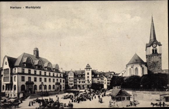 Ak Herisau Kanton Appenzell Ausserrhoden‎, Marktplatz, Kirche