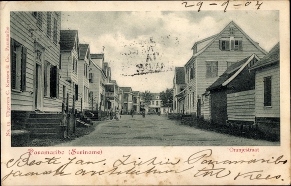 Postcard Paramaribo Suriname, Oranjestraat