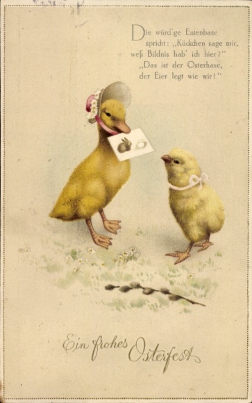 Litho Glückwunsch Ostern, Küken, Entenküken
